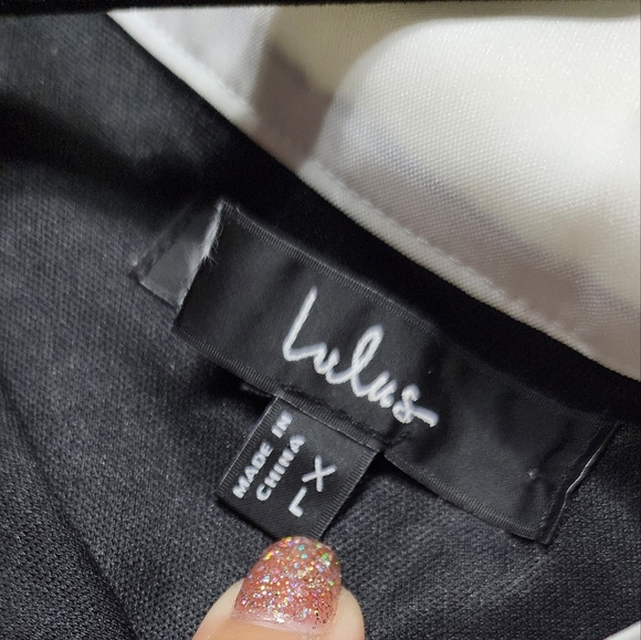 Lulus Intriguing Demeanor Black and White Bow One-Shoulder Maxi Dress XL Wedding - Picture 9 of 9